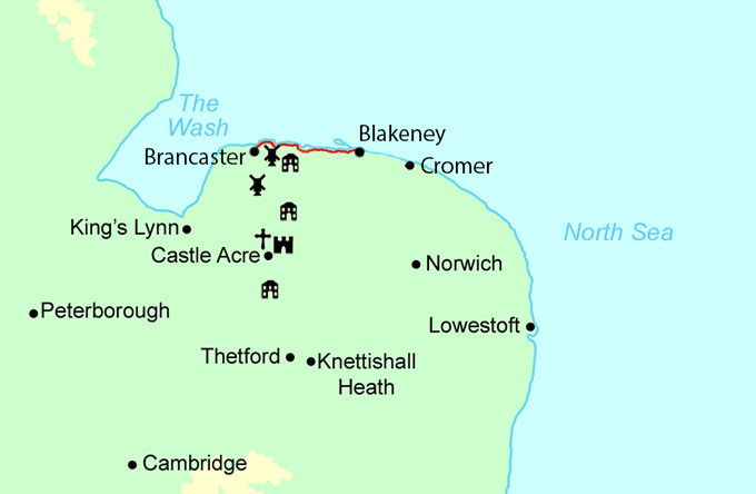 Norfolk Coast Path Short Break  map